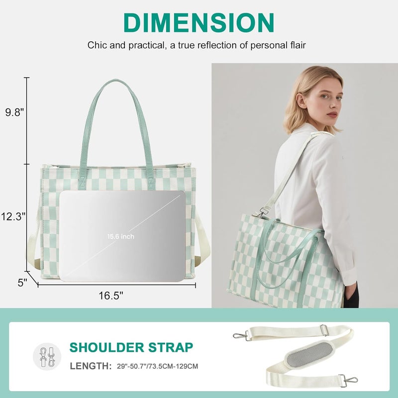 BTOOP Laptop Tote Bag for Women Work 15.6 inch Canvas Shoulder Bags Computer Messenger Purse Teacher Handbag Office Briefcase - Image 2